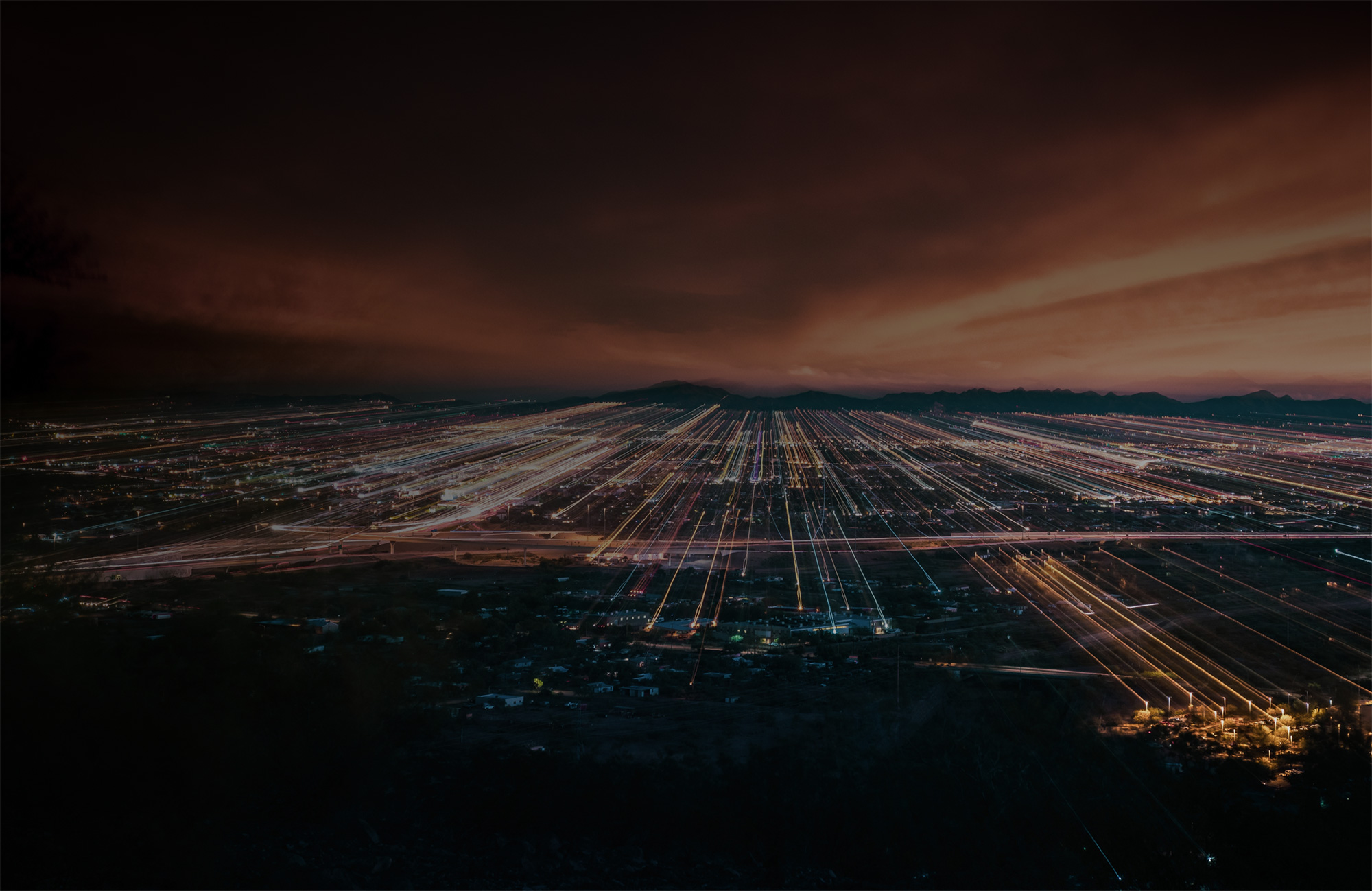 Aereal view of a city lights
